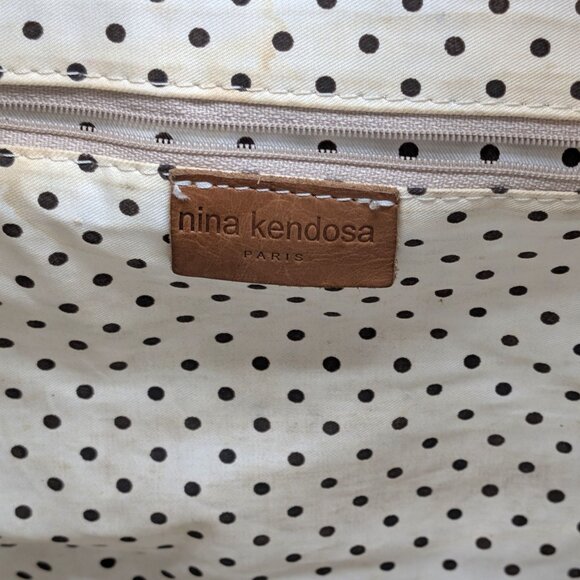 Nina Kendosa Paris Leather Tote Camel Brown Unstructured Shouldered Bag 16" - Picture 7 of 15